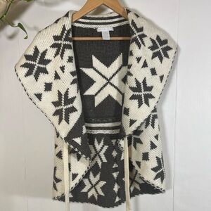 Design History Wool Blend Nordic Open Tie Sweater Vest